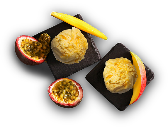 Mango and Passion Fruit Ripple Ice Cream