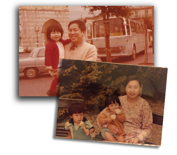 小时候的Yee Kwan和父母在突尼斯